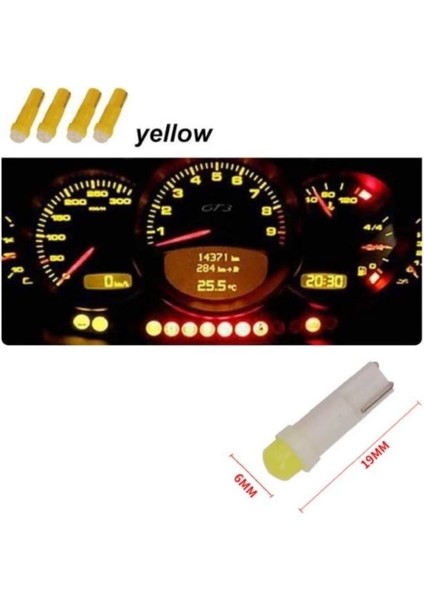 (4xadet) 1 Set 12V LED Mını Dipsiz T5 Yellow (Mini Dipsiz Ampul Sarı)