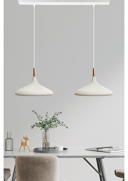 Ikili Dokulu Açık Krem Sarkıt Lamba, Şık ve Modern Tasarım