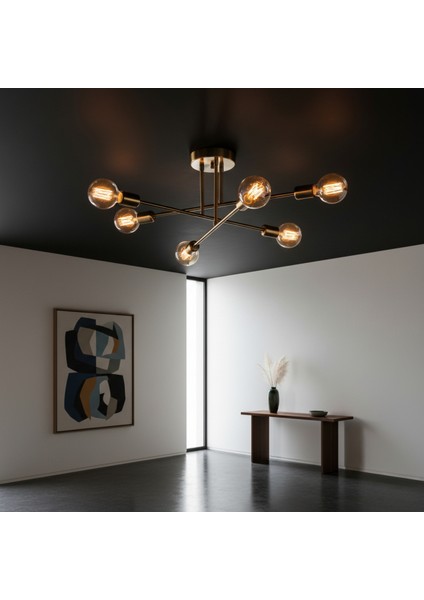 Rustik Eskitme 6'lı Avize Retro Kollu Tavan Lambası fiyatları