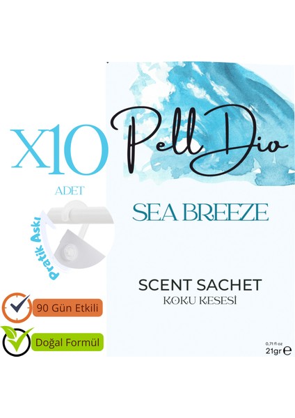 10'lu Sea Breeze Ayakkabılık Dolap ve Çekmece Parfümlü Kese Kokusu Oda Koku Kesesi