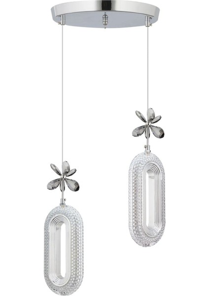 Modern 2'li Gümüş LED Kristal Avize, Salon ve Mutfak Için Şık Tasarım fiyatları