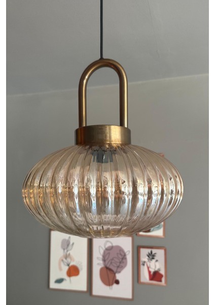 Şık Cam Bal Rengi Avize, Eskitme Detaylı Sarkıt Lamba, Restoran ve Salon Aydınlatması fiyatları