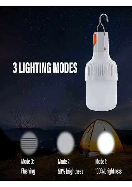 LED 30W Şarj Edilebilir Taşınabilir LED Ampul, Kamp Çadır ve Karavan Için Uygun, Kanca Askılı LED Ampul indirimleri