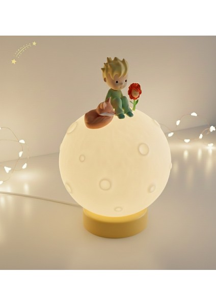 Küçük Prens'in Gezegen Lambası | Kişiselleştirilebilir LED Gece Lambası (23 Cm) | 3D Baskı