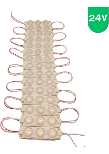 24 Volt 3 Watt 3 Lensli Beyaz 3030 Smd LED Modül IP65 10 Adet Modül