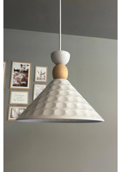 Modern Beyaz Ahşap Sarkıt Avize, Ofis ve Salon Için Şık Aydınlatma