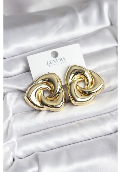 Pirinç Gold Renk Geometrik Vintage Kadın Küpe - TJ-BKP11437