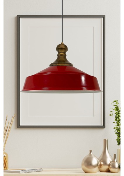 Kırmızı Eskitme Metal Sarkan Lambası, Şık ve Şık Aydınlatma Parçası