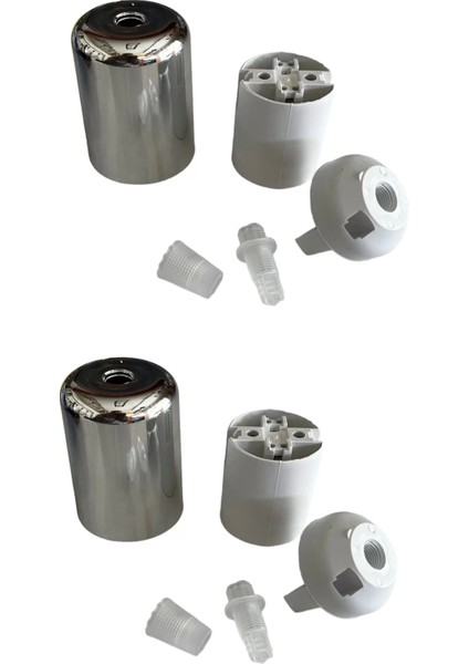 Gümüş Renk Duy Lalesi ve E27 Duy Seti, Şık ve Dayanıklı Plastik Malzeme