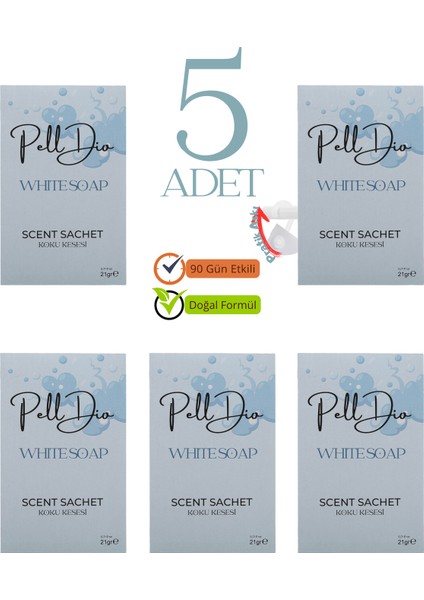 5'li White Soap Ayakkabılık Dolap ve Çekmece Parfümlü Kese Kokusu Oda Koku Kesesi