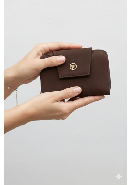 Dışı Süet Çıt Çıt Kapaklı Fermuarlı El Cüzdanı