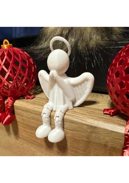 3'lü Set: Dua Eden Melek ve Bacaklı Yılbaşı Topu Dekor Süsü | 3D Baskı