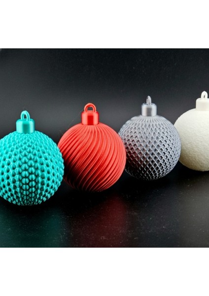 3D Baskı | Yılbaşı Ağacı Süsü Seti | Kar Tanesi ve Modern Tasarım 4'lü Dekoratif Top Süs