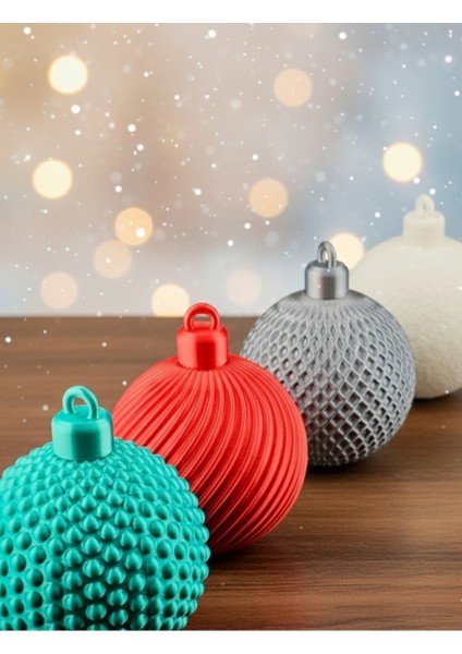 3D Baskı | Yılbaşı Ağacı Süsü Seti | Kar Tanesi ve Modern Tasarım 4'lü Dekoratif Top Süs fiyatları