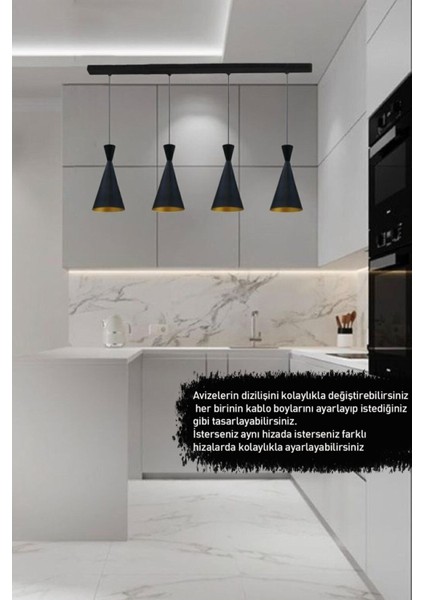 Şık Dörtlü Siyah Ince Sarkıt Avize, Modern Salon ve Mutfak Aydınlatması fiyatları