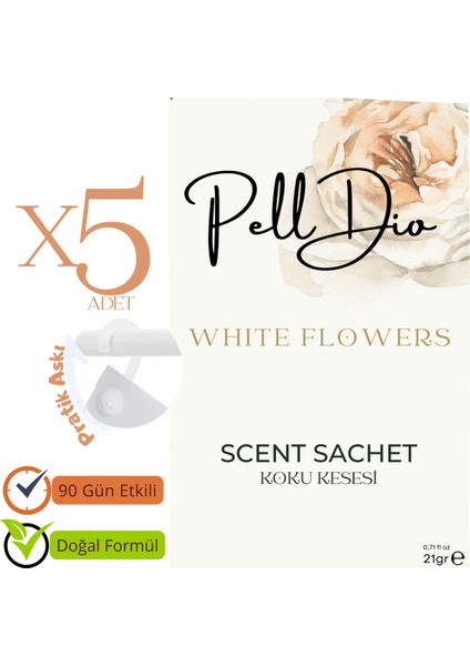 5'li White Flowers Ayakkabılık Dolap ve Çekmece Parfümlü Kese Kokusu Oda Koku Kesesi fiyatları
