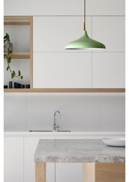 Mint Yeşil Ahşap Sarkıt Avize, Modern Salon ve Mutfak Aydınlatması fiyatları