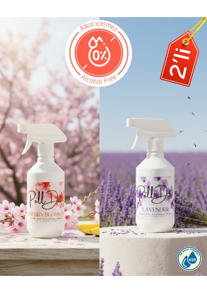 Cherry Blossom & Lavender Ev, Tekstil, Oda ve Çamaşır Spreyi Avantajlı Paket 2X500ML