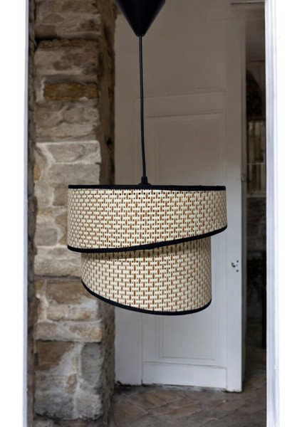 Rattan Model Eğik Ikili Avize, Modern ve Şık Aydınlatma Seçeneği