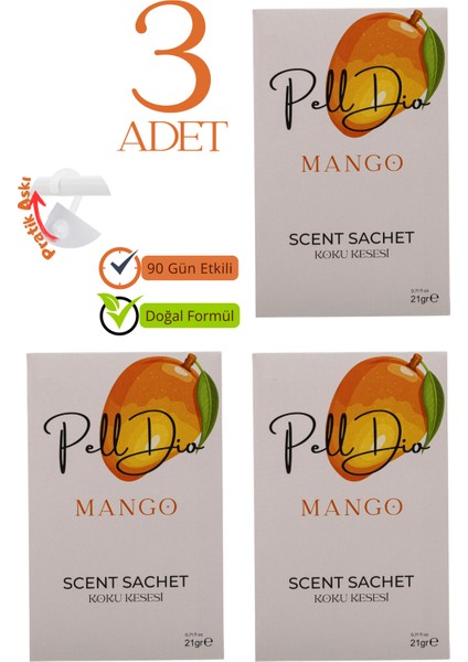 3'lü Mango Ayakkabılık Dolap ve Çekmece Parfümlü Kese Kokusu Oda Koku Kesesi