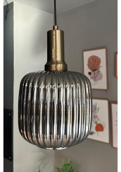 Şık Cam Füme Sarkıt Avize, Gold Detaylı, Retro Tasarım, Restoran ve Salon Aydınlatması fiyatları