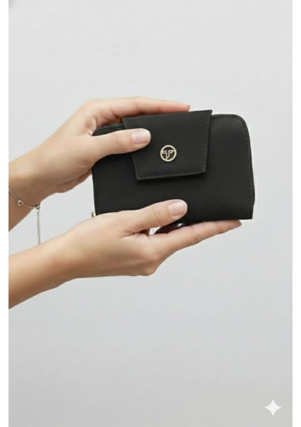 Dışı Süet Çıt Çıt Kapaklı Fermuarlı El Cüzdanı