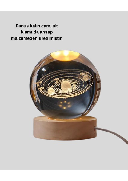 USB Bağlantılı Işıklı Kristal Küre Modern Ahşap Tabanlı Dekor modelleri