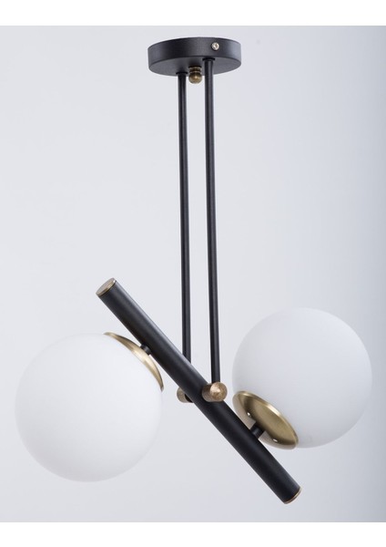 Şık Siyah Eskitme Beyaz Camlı Modern Avize ile Ortamınıza Zarafet