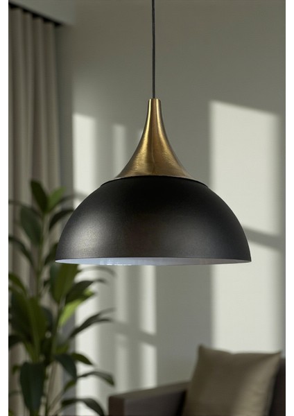 Yampi Siyah Sarkıt Avize, Eskitme Kubbe Tasarımı, Şık Aydınlatma