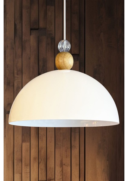 Beyaz Şeffaf Boncuklu Tekli Sarkıt Aydınlatma, Dekoratif ve Şık Tasarım