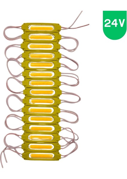 24 Volt 2 Watt Sarı - Amber Cob LED Modül IP65 10 Adet Modül