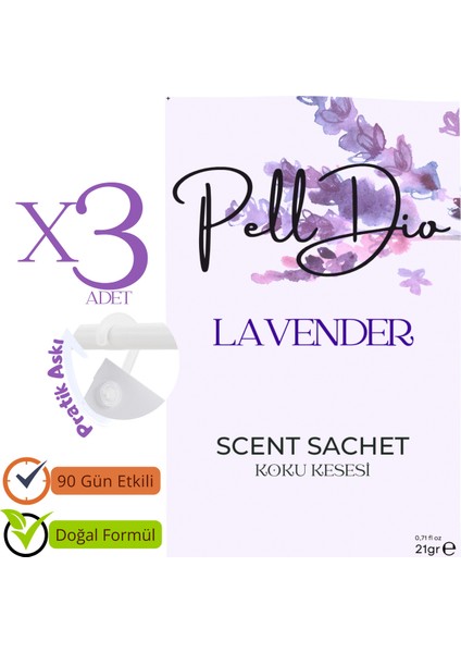 3'lü Lavender Ayakkabılık Dolap ve Çekmece Parfümlü Kese Kokusu Oda Koku Kesesi