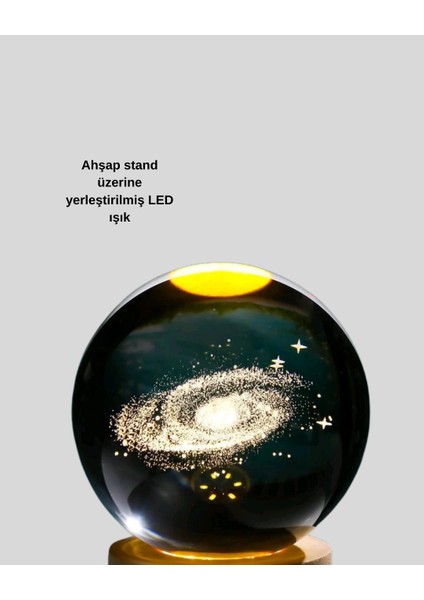 Samanyolu Desenli Kristal Küre Ahşap Standlı Gün Işığı LED Masa Lambası indirimleri