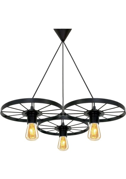 Retro Metal Sarkıt Üçlü Avize, Otel ve Restoran Dekoru Için Şık Aydınlatma