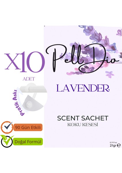 10'lu Lavender Ayakkabılık Dolap ve Çekmece Parfümlü Kese Kokusu Oda Koku Kesesi