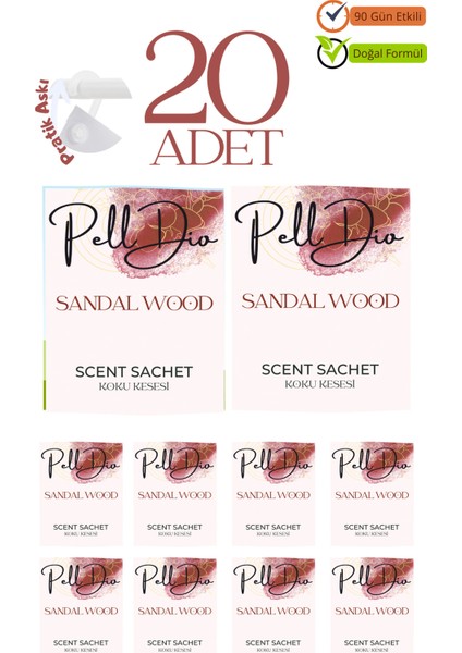 20'li Sandal Wood Ayakkabılık Dolap ve Çekmece Parfümlü Kese Kokusu Oda Koku Kesesi