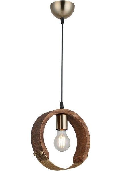 Şık Ahşap Detaylı 1XE27 Antik Lak Avize, Zarif ve Modern Tasarım