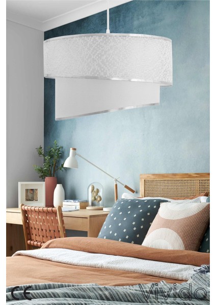 Şık Dantelli Beyaz Gümüş Avize, Zarif ve Parlak Aydınlatma