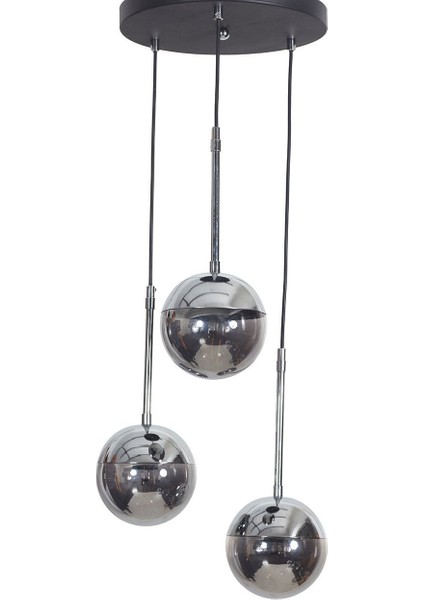 Modern 3 Lü Krom-Siyah Metal ve Füme Camlı Şık Sarkıt Avize fiyatları