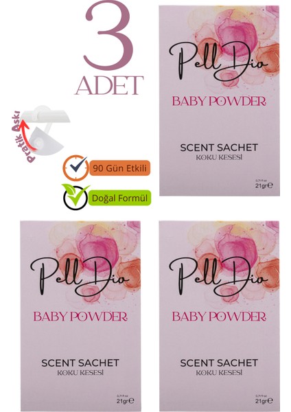 3'lü Baby Powder Ayakkabılık Dolap ve Çekmece Parfümlü Kese Kokusu Oda Koku Kesesi