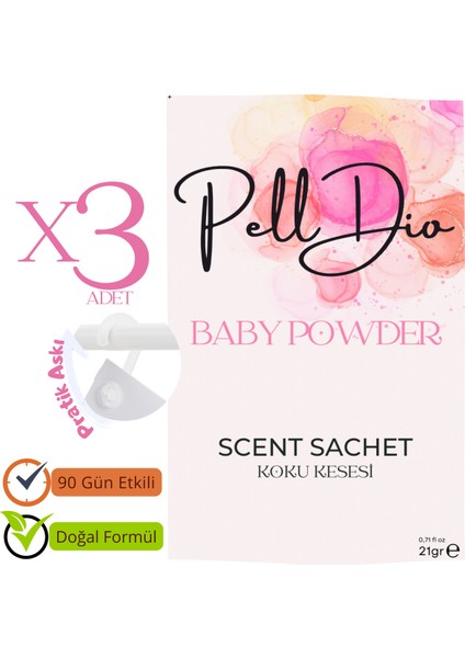 3'lü Baby Powder Ayakkabılık Dolap ve Çekmece Parfümlü Kese Kokusu Oda Koku Kesesi fiyatları