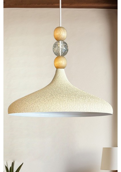 Champiyon Dokulu Açık Krem Kristal Boncuk Sarkıt Aydınlatma