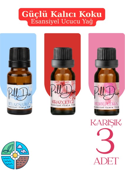 3'lü Esansiyel Uçucu Koku Yağı Buhurdanlık Yağı Difüzör Esansı Hobi Esans Ortam Oda 10ML-2