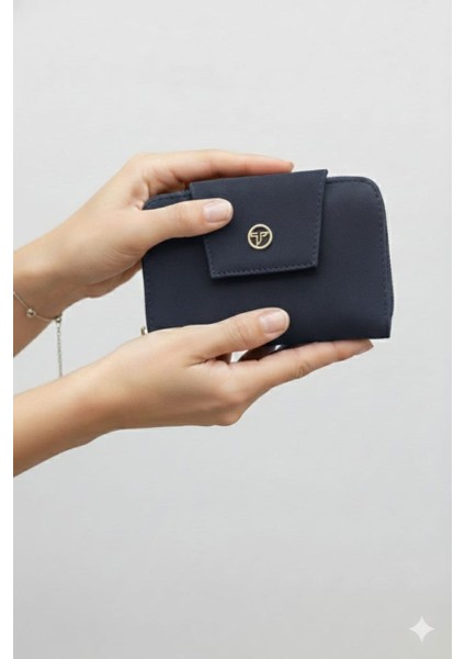 Dışı Süet Çıt Çıt Kapaklı Fermuarlı El Cüzdanı