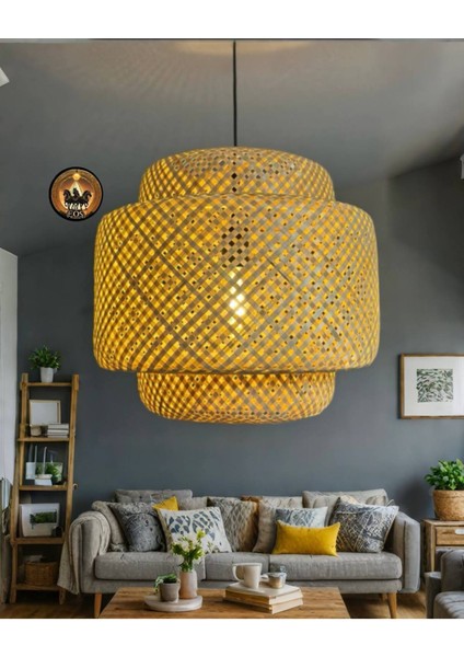 Bambu Avize Ibiza Ada Esintisi, 40 Cm, Zarif ve Canlı Tasarım