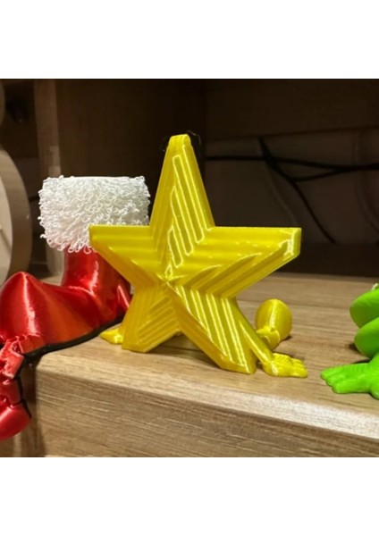 3D Baskı Yılbaşı Oturan Yıldız Figür Dekor Süsü - 4 Adet fırsatları