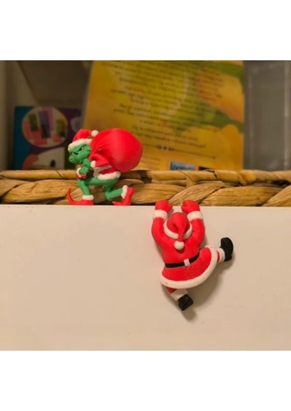Tırmanan Noel Baba Figürü Yılbaşı Süsü - Raflar Için Özel Tasarım - 3'lü Set fiyatları