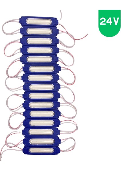 24 Volt 2 Watt Mavi Cob LED Modül IP65 10 Adet Modül