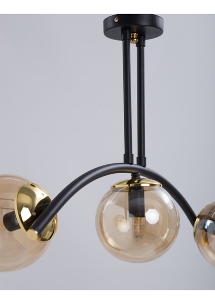 Şık Siyah Yaylı 3 Camlı Avize, Modern ve Zarif Aydınlatma Parçası fiyatları