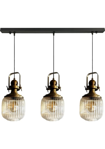 Şık Üçlü Cam Avize, Bal Rengi, Retro Sarkıt Lamba, Restoran ve Salon Aydınlatması fiyatları
